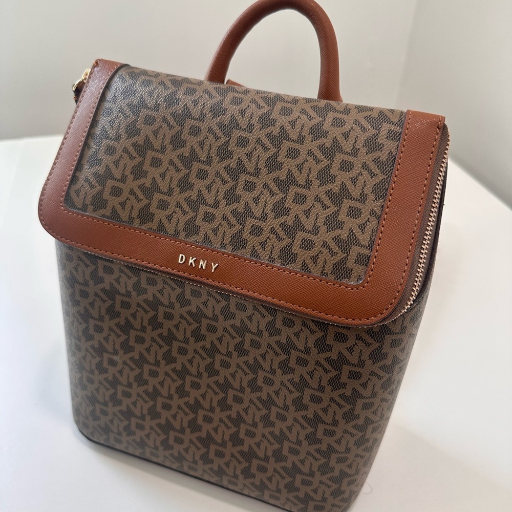DKNY Beige Monogram Backpack
